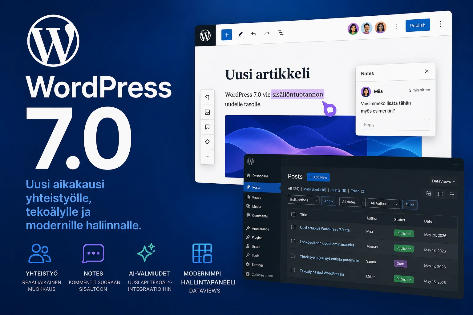 WordPress 7.0 on julkaistu